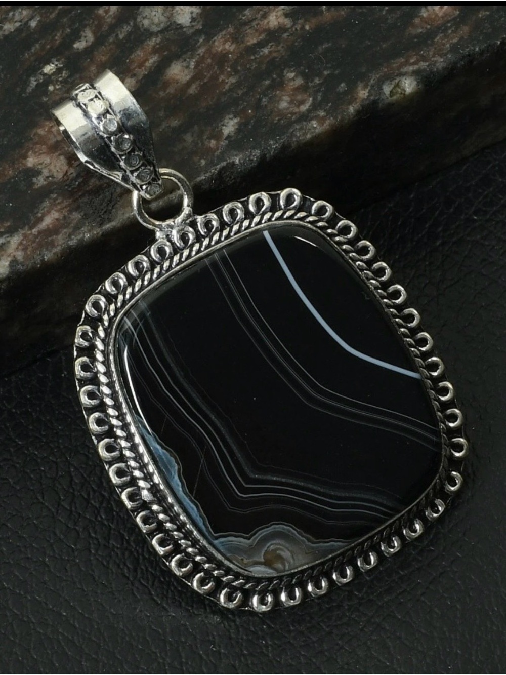 Botswana Agate Gemstone Ethnic Handmade Pendant Necklace